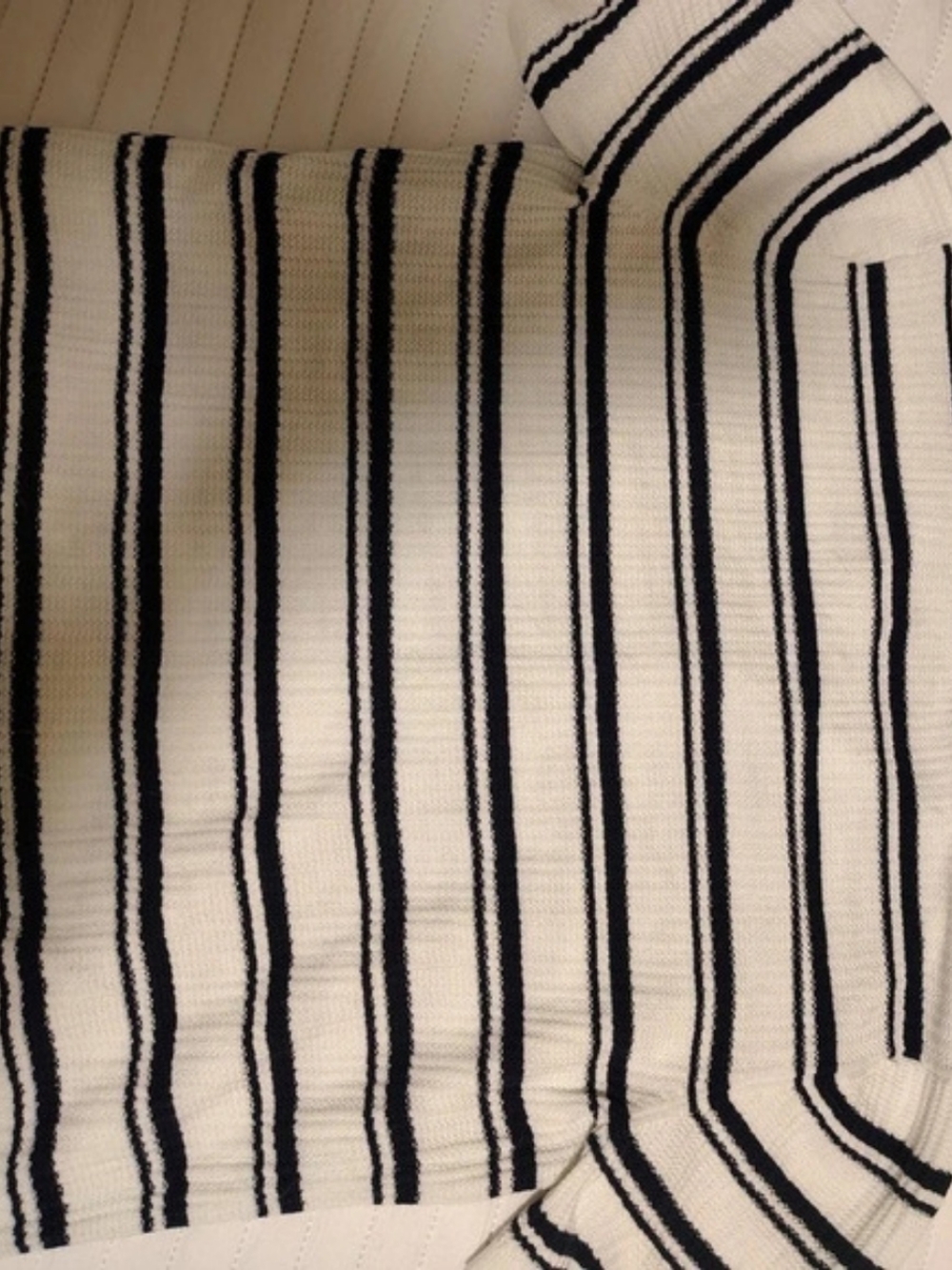 H&Medium Striped Cotton Top in White & Black Size Medium
